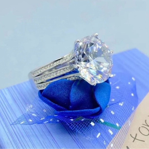 🔥10CT Certified Moissanite Diamond Excellent Cut sparkling Ring Size 7 - Picture 9 of 16